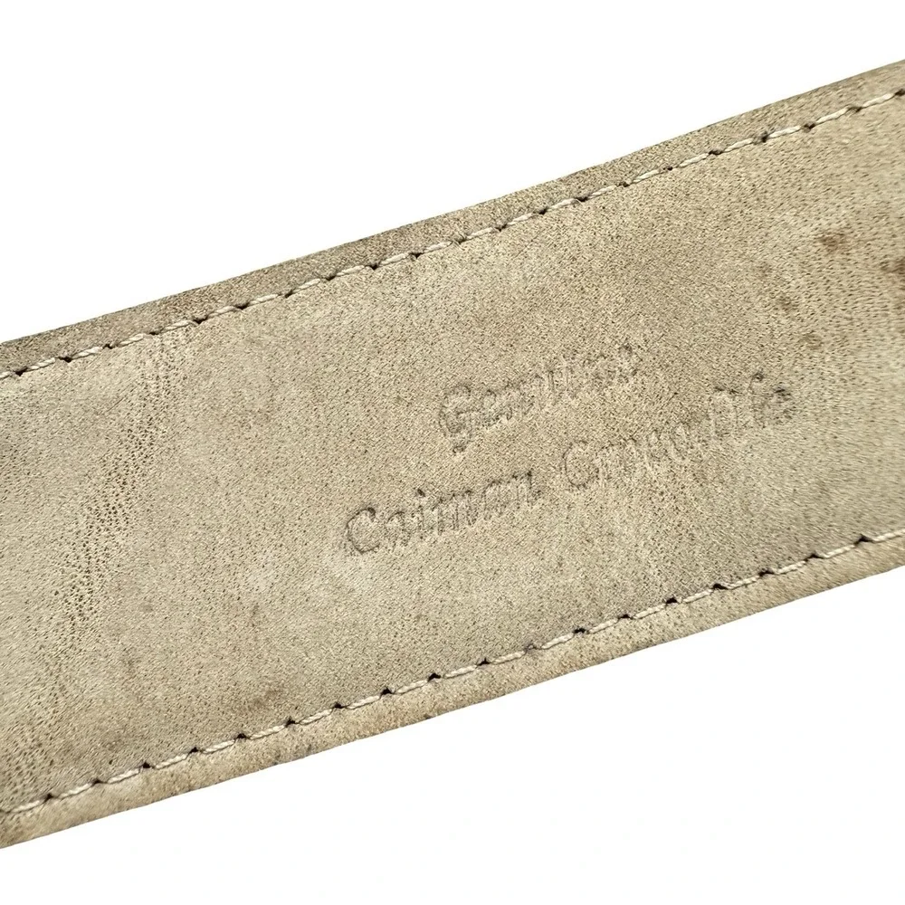 Bespoke Brown Genuine Caiman Crocodile Mens Brass Buckle Belt Size 32 NWOT